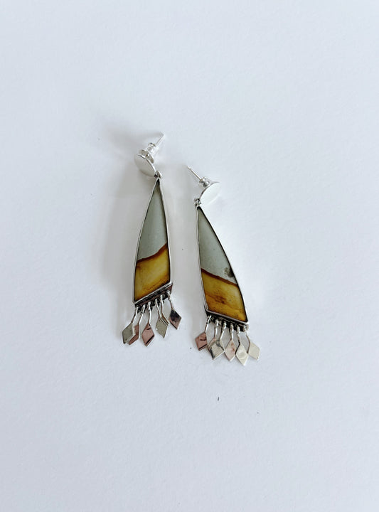 Gray And Tan Fringe Earrings
