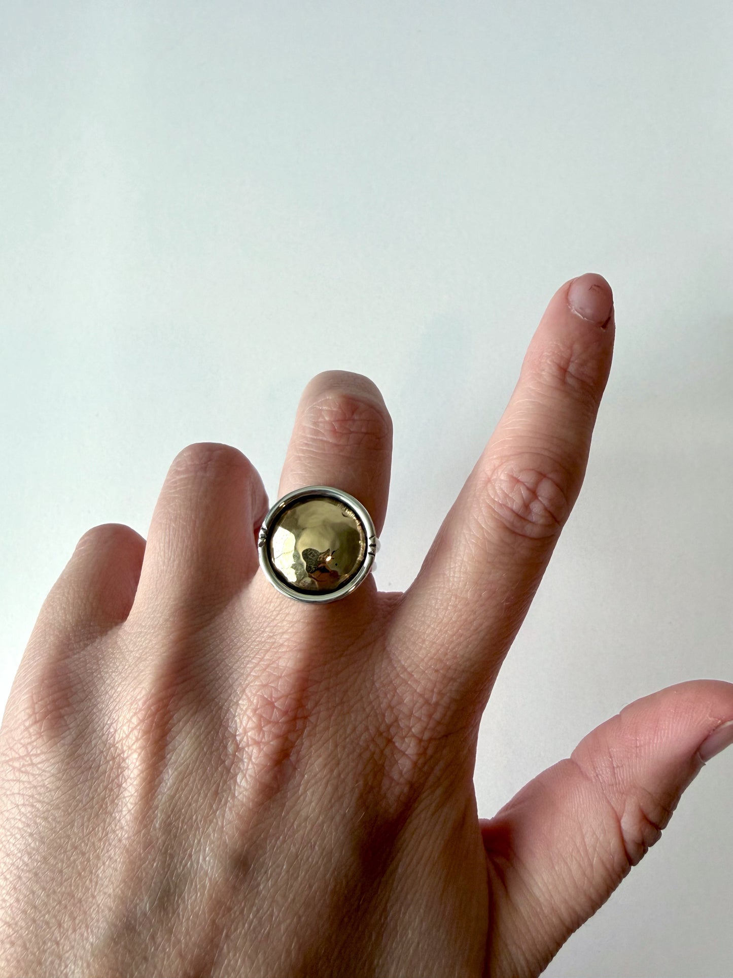 Two Toned Hammered Ring