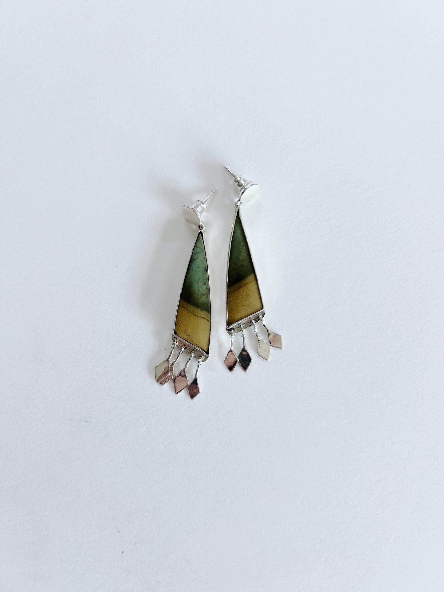 Sage And Tan Fringe Earrings