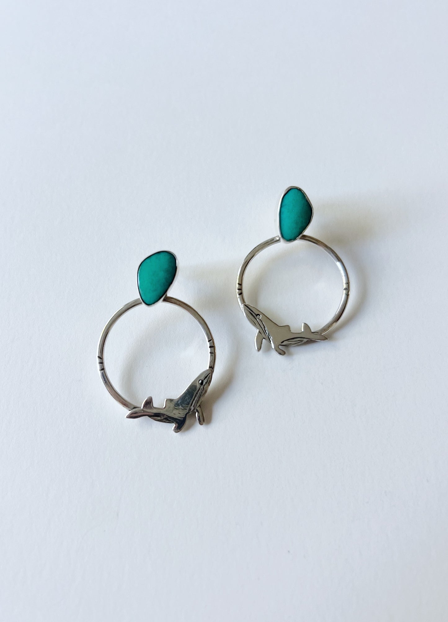 Turquoise & Whale Hoop Earrings