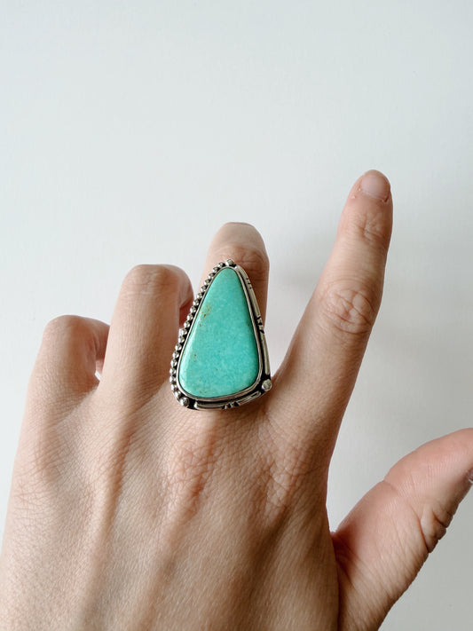 Bright Teal Asymmetrical Turquoise Ring