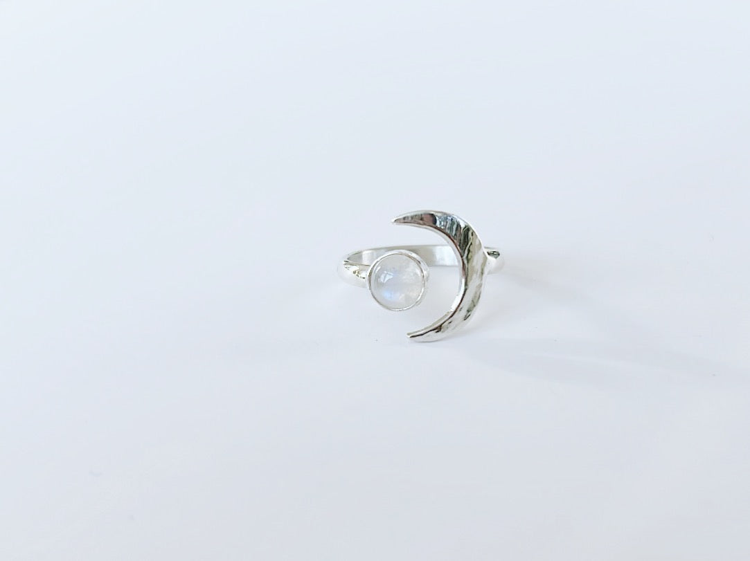 Crescent Moon Moonstone Ring