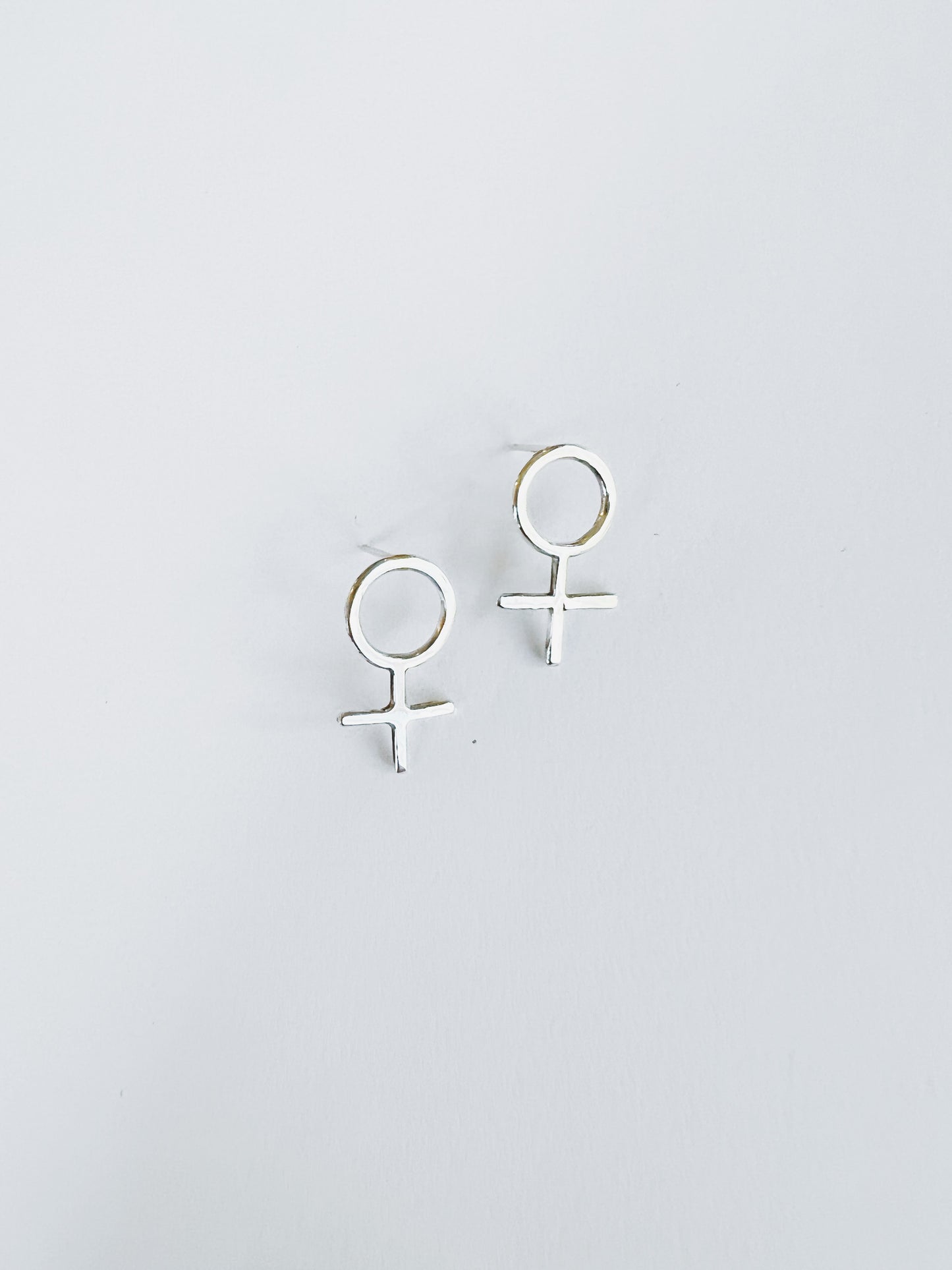 Silver Female Symbol Stud Earrings