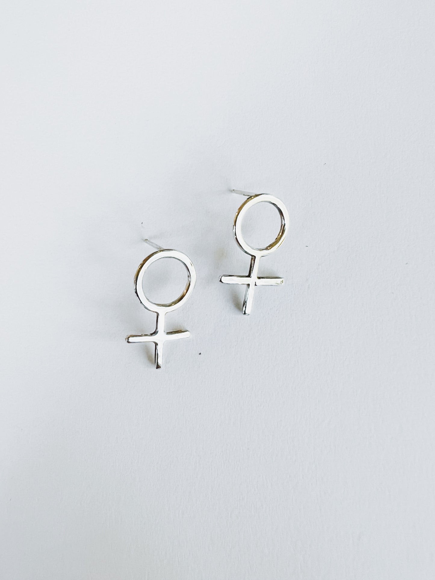 Silver Female Symbol Stud Earrings