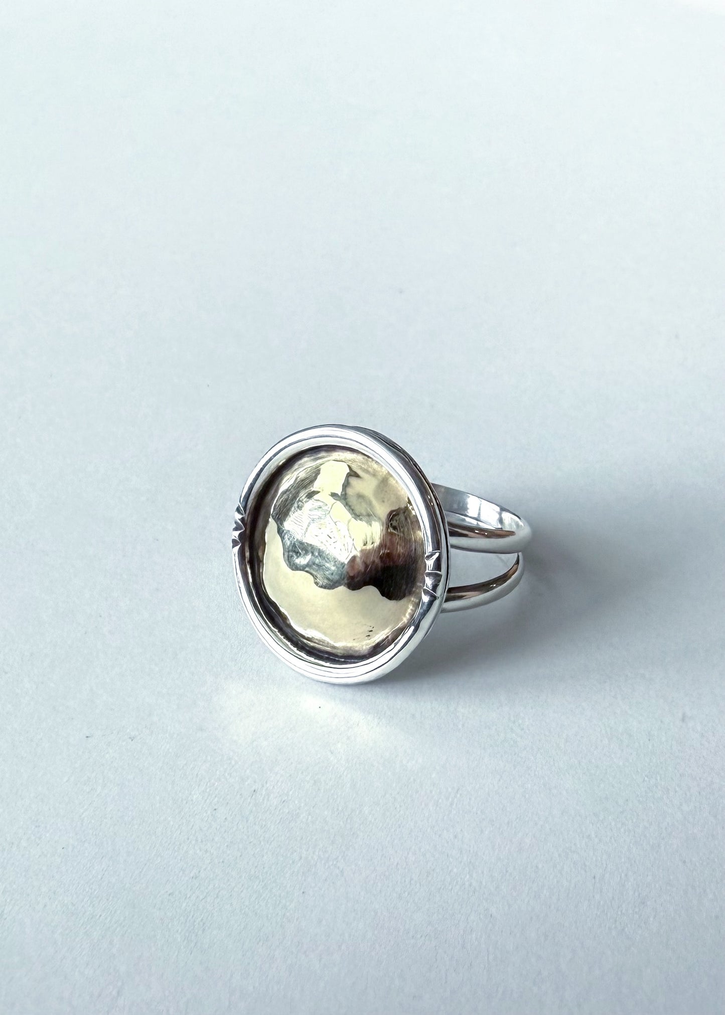 Two Toned Hammered Ring