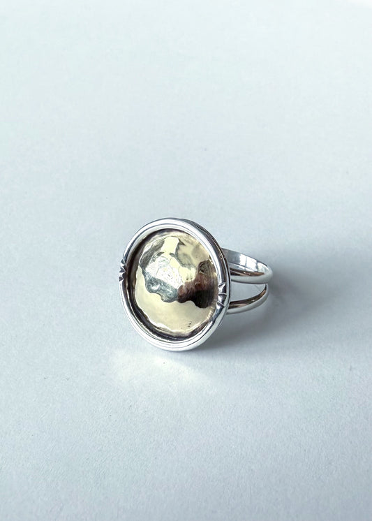 Two Toned Hammered Ring