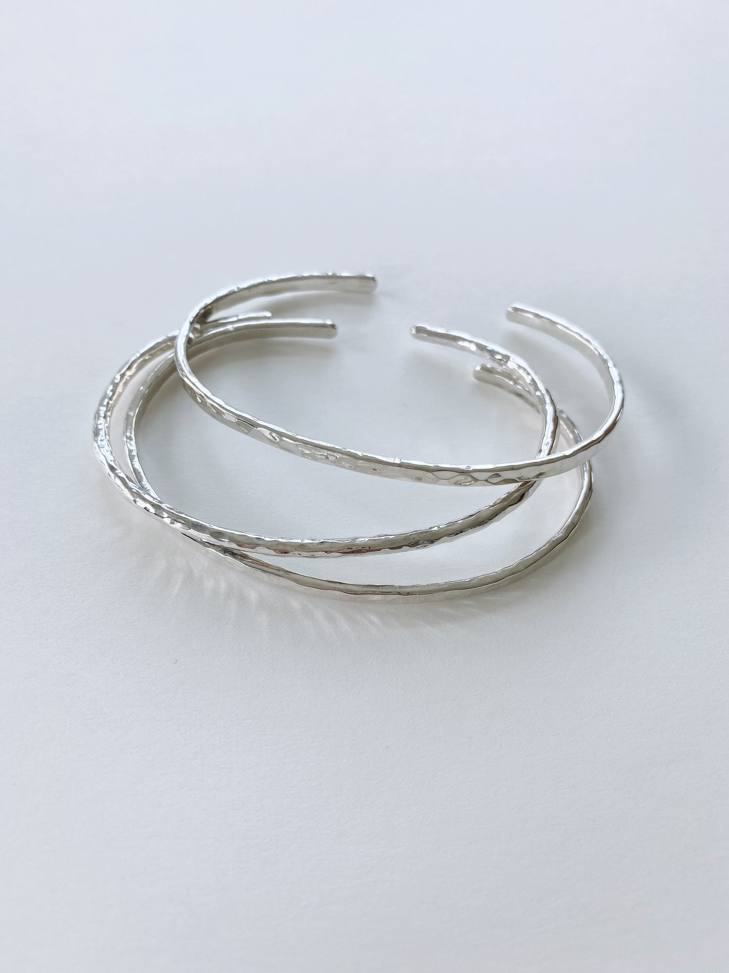 Set of Three Hammered Cuff Bracelets