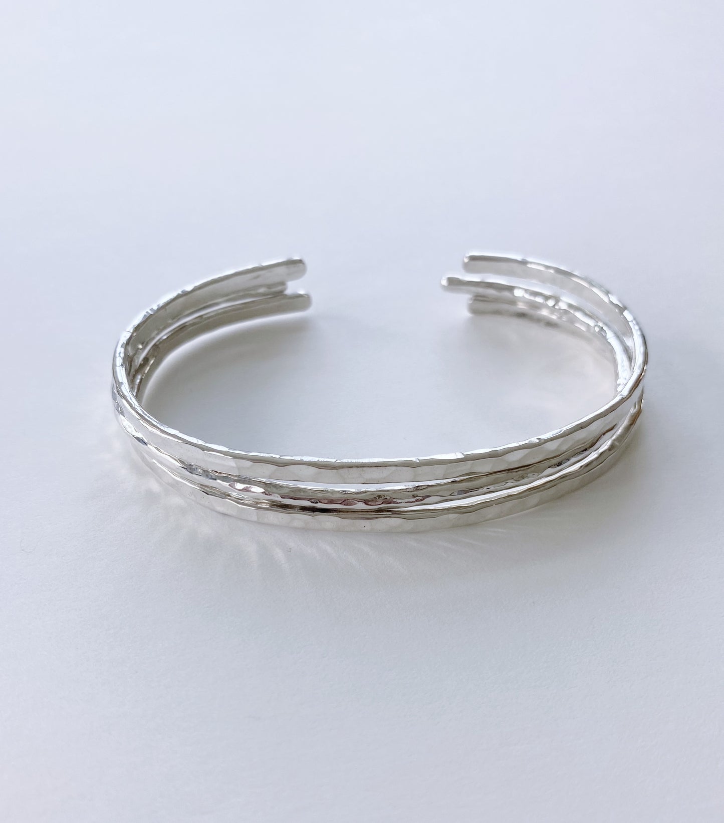 Set of Three Hammered Cuff Bracelets