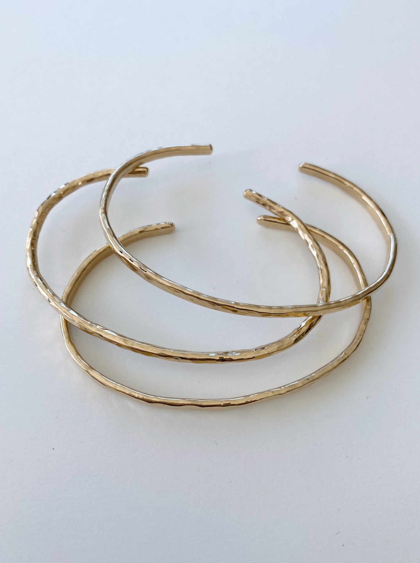 Set of Three Hammered Cuff Bracelets